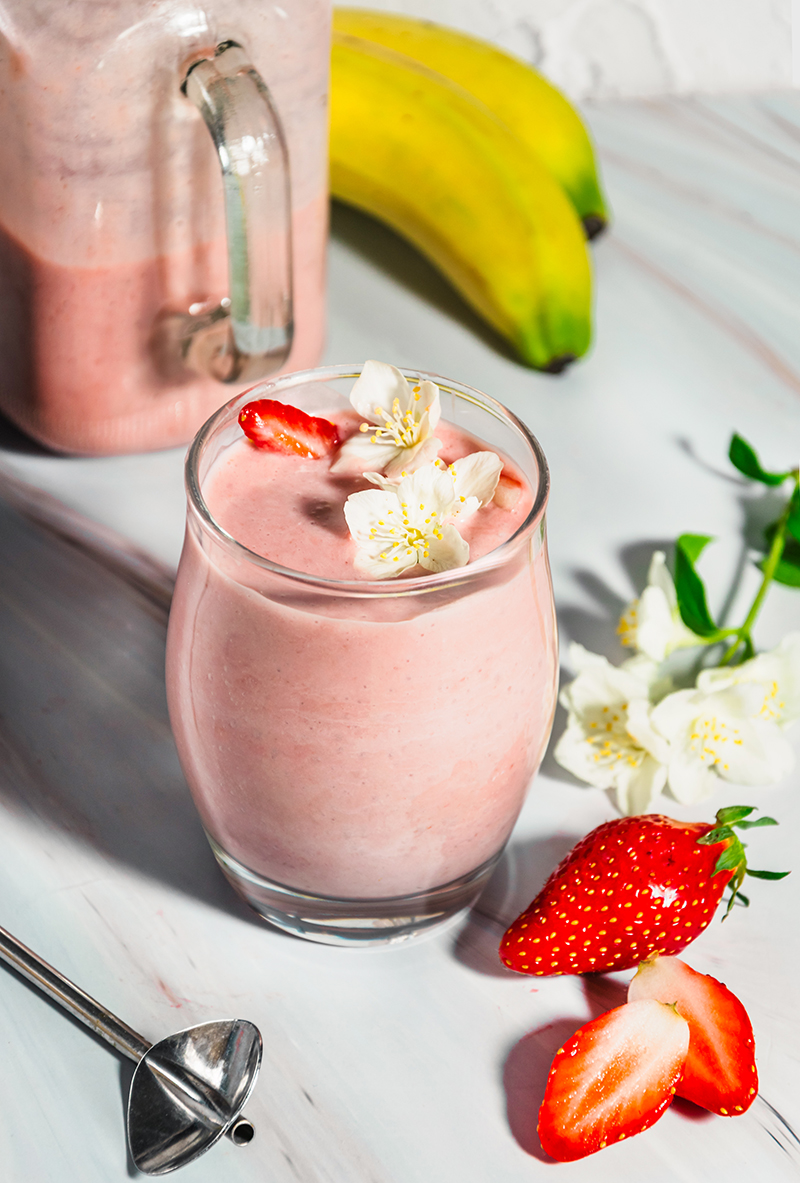 Smoothie fraise / banane (végétalien, vegan)